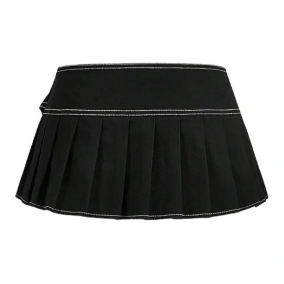 Women's‎ Y2K Buckle Belted Low Waist Pleated Short Skirt - Picture 5 of 9